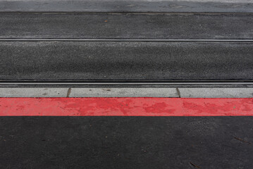Minimalist abstract wallpaper with simple red line, close up of a road
