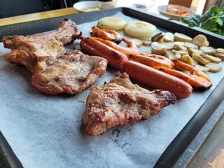 South Korea food. Korean bbq cook