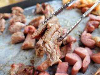 South Korea food. Korean bbq cook