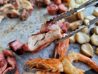 South Korea food. Korean bbq cook