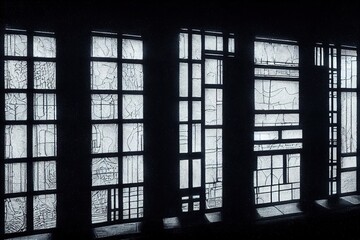 window in the old building. Generative Ai.