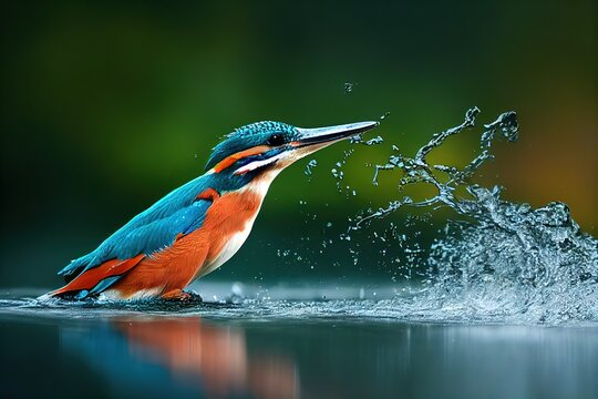 Beautiful kingfisher catching a fish © Rarity Asset Club