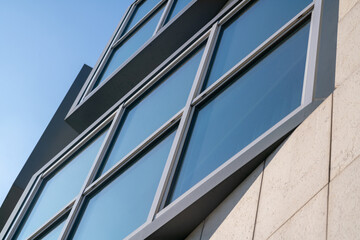 window and mullion on a contemporary modern building. The details of the architecture of the...