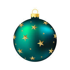 Dark green Christmas tree toy or ball Volumetric and realistic color illustration