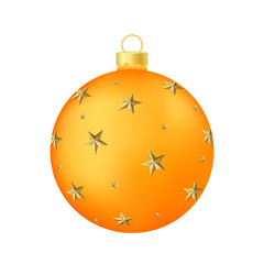 Orange Christmas tree toy or ball Volumetric and realistic color illustration