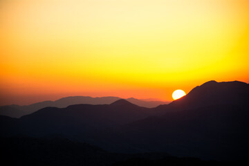 sunrise with mountains