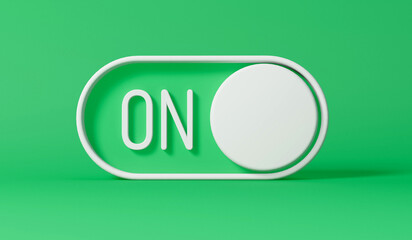 on off toggle switch turned on. Business startup concept. 3D Rendering