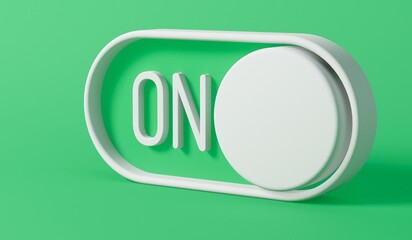 on off toggle switch turned on. Business startup concept. 3D Rendering