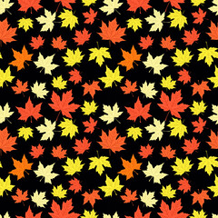 A set of autumn maple leaves seamless pattern, 1000x1000, Vector graphics.