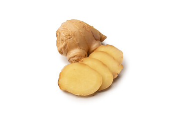 Ginger root isolated on white background.