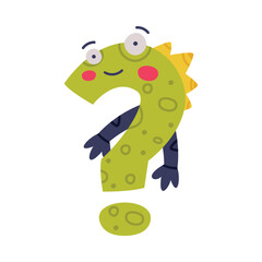 Monster Interrogation Mark with Face and Hands as Punctuation Sign Vector Illustration