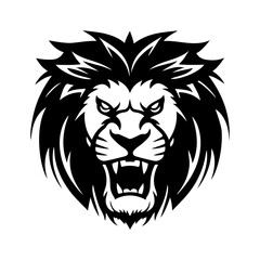 Plakat lion mascot logo , wildlife lion , black and white lion 