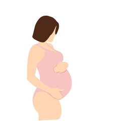 Graphic illustration of pregnant woman. Idea for icon, stickers, medicine banner, print, background, children’s art, books, cartoon 