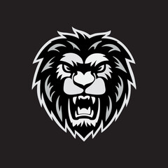 Fototapeta na wymiar lion mascot logo , wildlife lion , black and white lion 