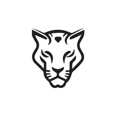 wild cat minimal logo, black and white 