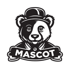 Mascot bear logo , black and white , positive negative bear