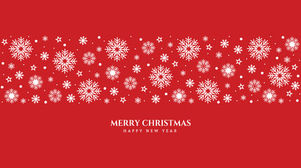 A christmas red background with snowflakes. Vector design for xmas holiday.