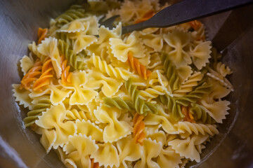 Freshly cooked pasta in a bowl.