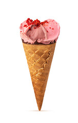 strawberry ice cream in a waffle glass