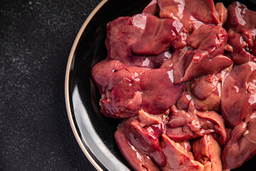 liver chicken raw offal meal food snack on the table copy space food background rustic top view