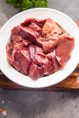 liver chicken raw offal meal food snack on the table copy space food background rustic top view