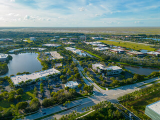 Aerial drone photo of a business park in Sunrise FL