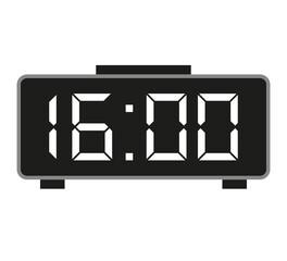 16 hours alarm clock. Time stamped vector. Clock flag marking time