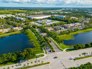 Aerial drone photo of a business park in Weston Florida