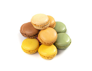 Macaron Cake Isolated, Macaroon Cookie, Almond Meringue, Sweet Macaroons, Colorful French Dessert