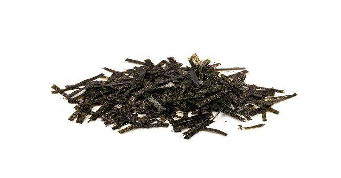 Nori Flakes Isolated, Dried Aonori Seaweed Flakes, Dry Sea Weed, Seaweed Crumbles, Nori Pieces, Furikake