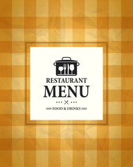 Food and drinks restaurant menu on a retro style tablecloth background