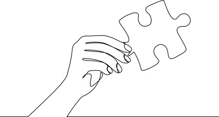 Hand holding puzzle part vector illustration