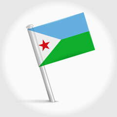 Djibouti map pin flag. 3D realistic vector illustration