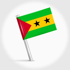 Sao Tome and Principe map pin flag. 3D realistic vector illustration