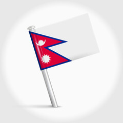 Nepal map pin flag. 3D realistic vector illustration