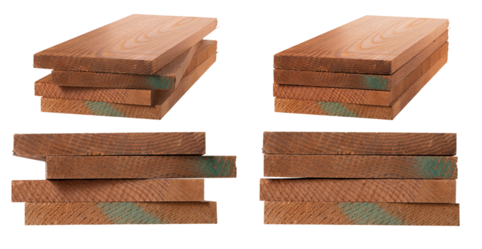 A pile of raw boards on an isolated background.