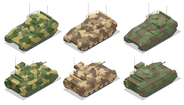 Isometric Infantry Fighting Vehicle. BMP, Class Of Armored Combat Vehicles. American Infantry Fighting Vehicle That Is A Member Of The Bradley Fighting Vehicle