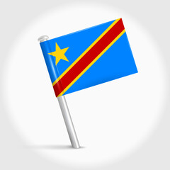 Democratic Republic of the Congo map pin flag. 3D realistic vector illustration