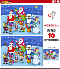 differences puzzle game with Santa Clauses characters
