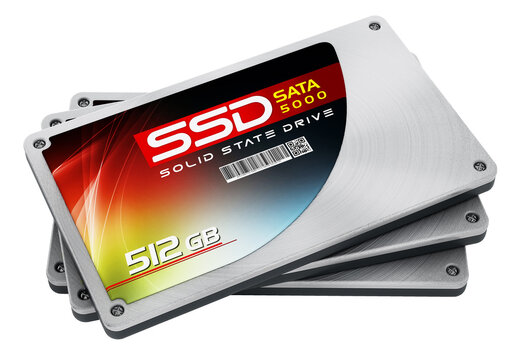 SSD Solid state drives on transparent background.