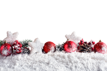 Red christmas balls with stars and garlands