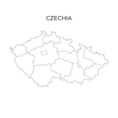 Czechia administrative division map. Czech Republic contour map. Vector illustration in outline style
