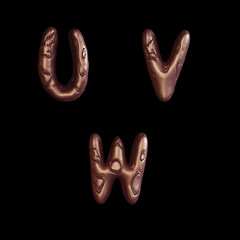 Chocolate swirl bar letters alphabet - letters U-W