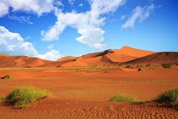 Beautiful sweeping landscape of Sossusvlei in Namib Desert, with wind ripples in the sand, Namibia
