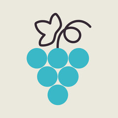 Bunch of grapes with leaf vector icon