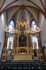 Innenansicht der evangelischen St. Blasius Kirche - Hochaltar, Niedersachsen, Deutschland, Hannoversch M&uuml;nden