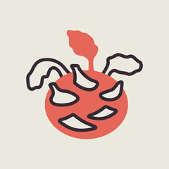 Kohlrabi or German Turnip isolated vector icon