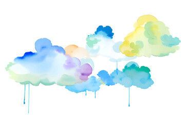 Handmade illustration of colorful pastel watercolor, multicolor abstract splash on white paper background, vector watercolor cloud.