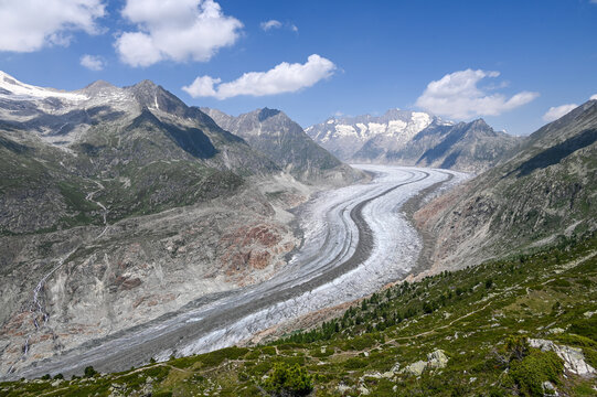 View on Altsch glacier in the alps