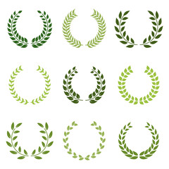 Laurel Wreath Award Green Silhouette Icon. Circle Branch with Leaf Victory Emblem for Winner Pictogram. Vintage Champion Prize Symbol. Wreath Laurel, Olive Leaves Trophy. Isolated Vector Illustration
